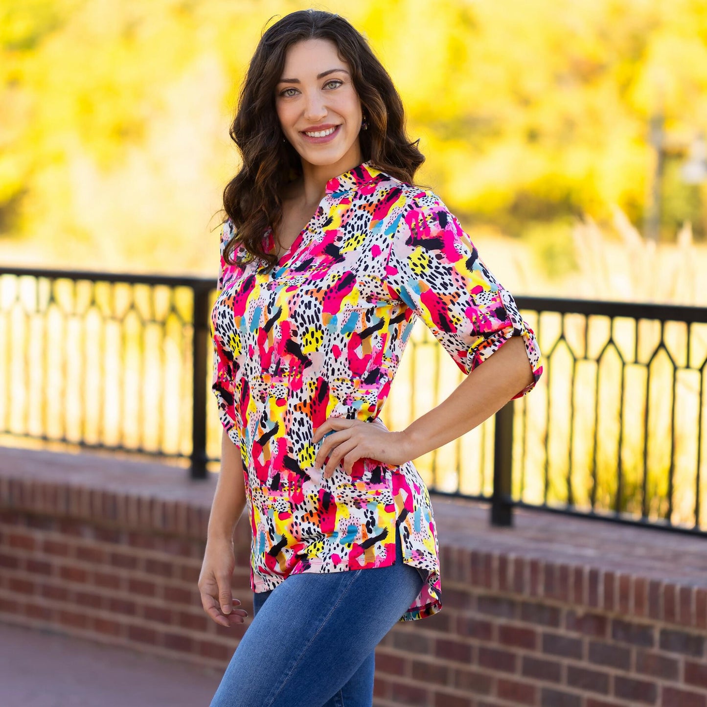 Colorful 3/4 Sleeve Top