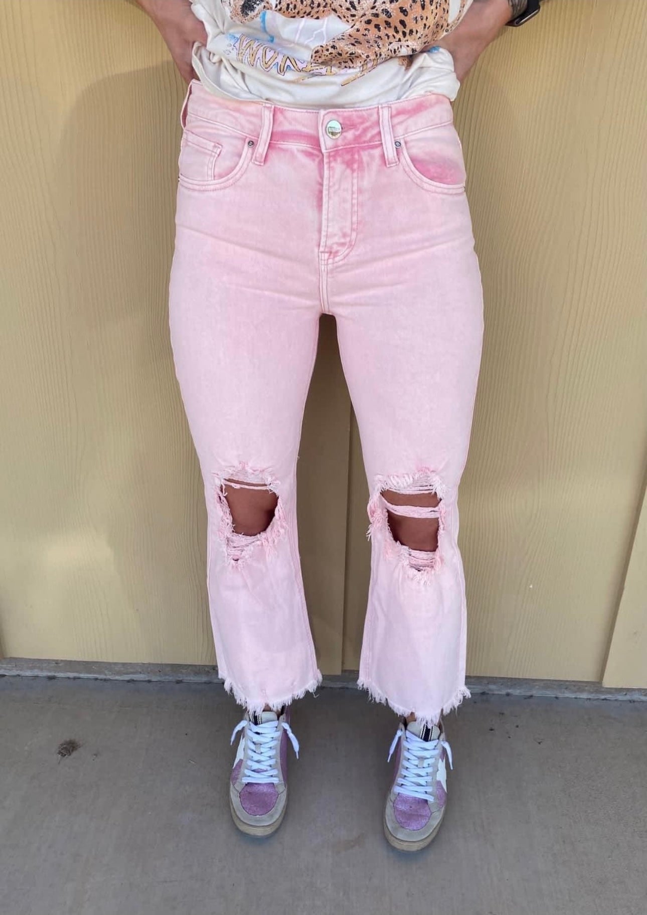 Risen Pink Acid Wash Jeans