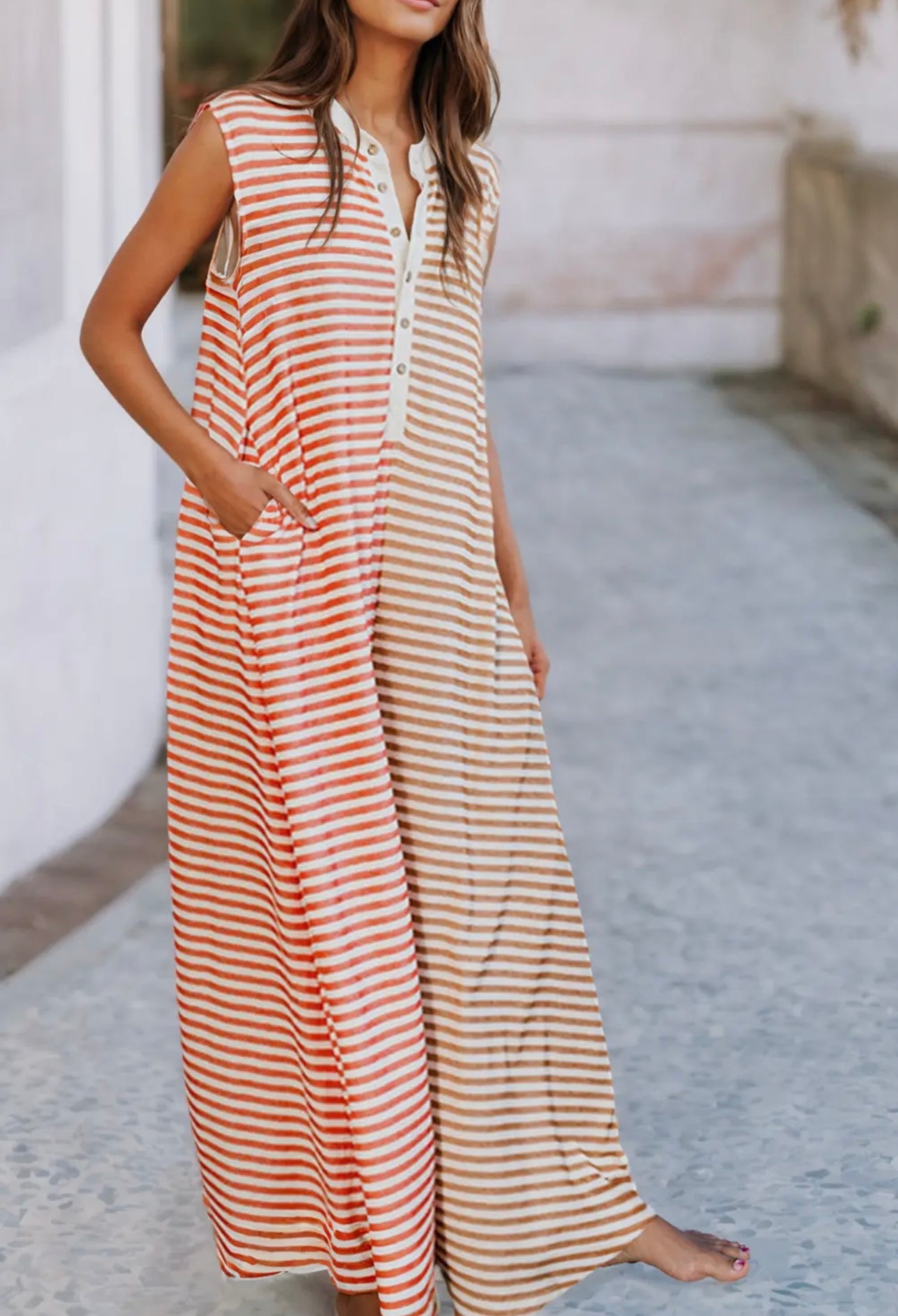 Stripe jump suit